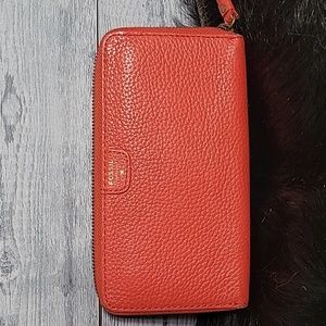 Vintage Fossil Orange Pebbled Leather Wallet
